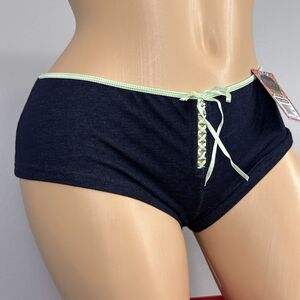 Vintage New Y2K Mudd Panties Size Medium Boyshorts Boybrief Denim Ribbon Panty